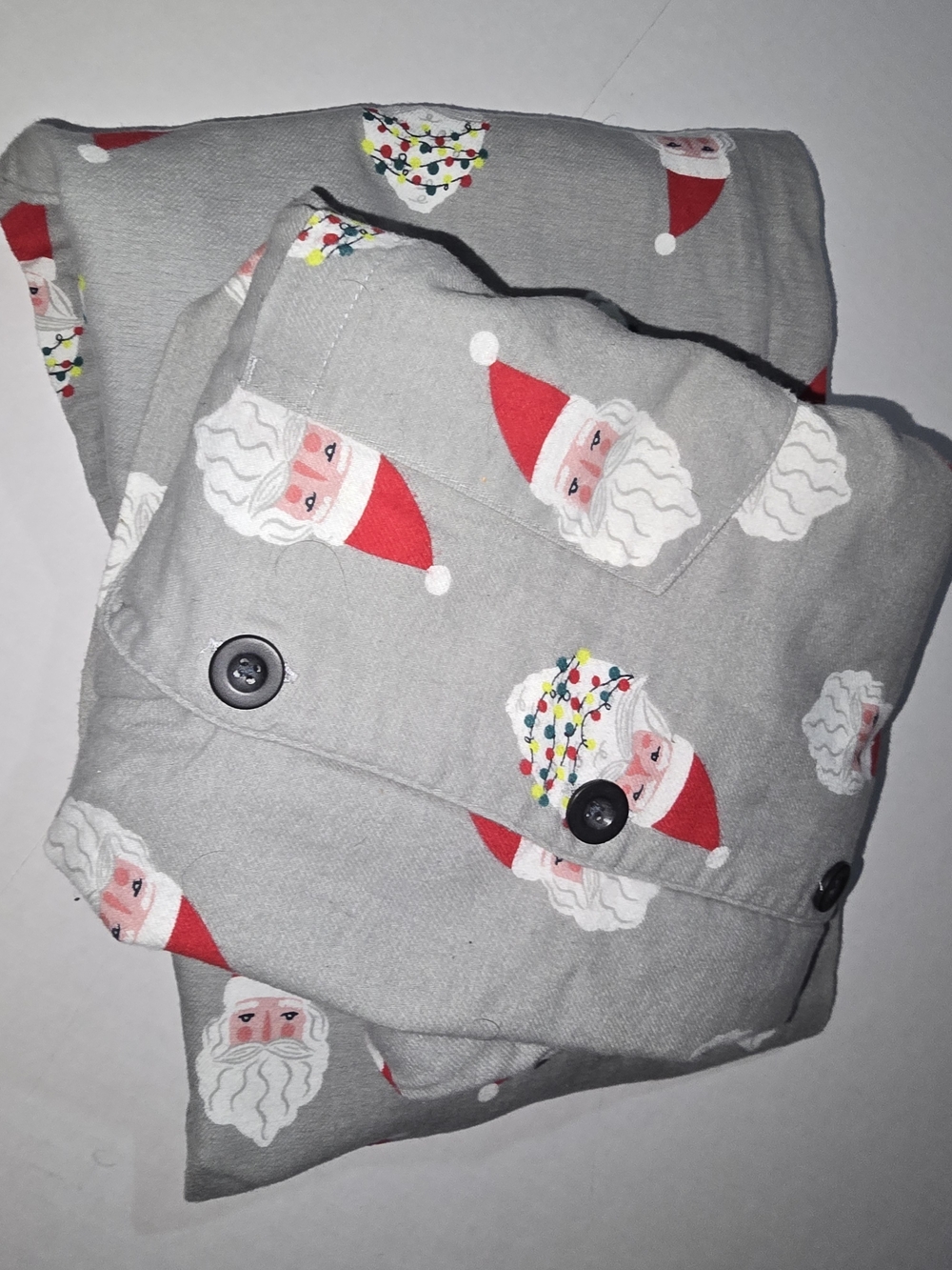 Old Navy Men XXL Flannel Pajama Set 100% Cotton Santa Button-Front